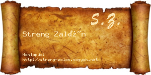 Streng Zalán névjegykártya